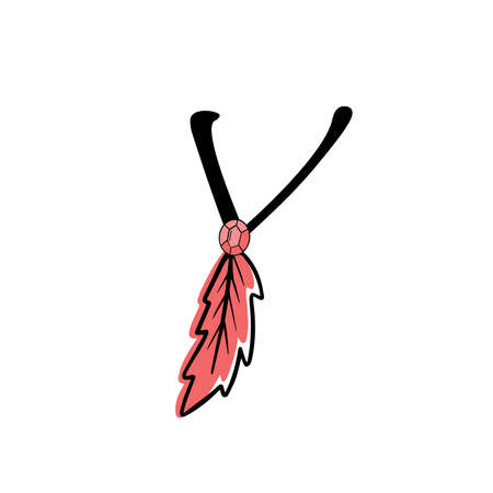 Letter of English. Latin alphabet letter decorated with feathers and arrows, monogram vector illustration in simple boho styleのイラスト素材