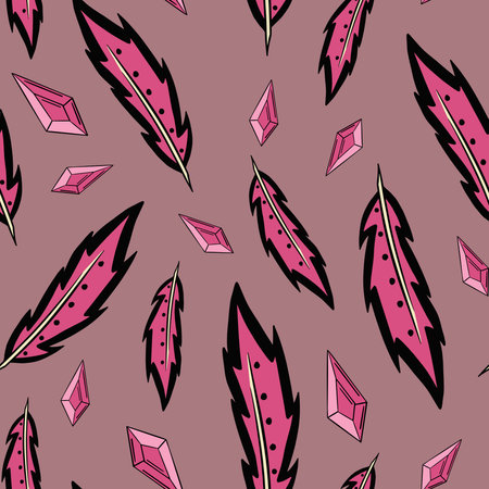 Vector seamless pattern with boho dreamcatchers. Flat styleのイラスト素材