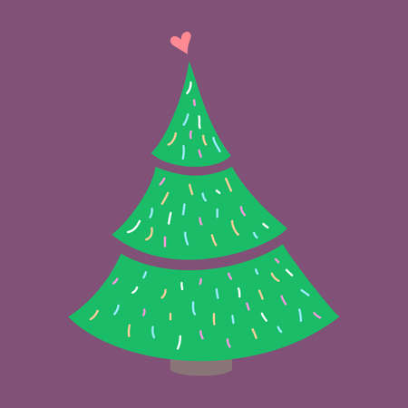 Illustration of a Christmas tree with heart decoration. It is suitable for use for postcards, gifts, websites, social media.のイラスト素材