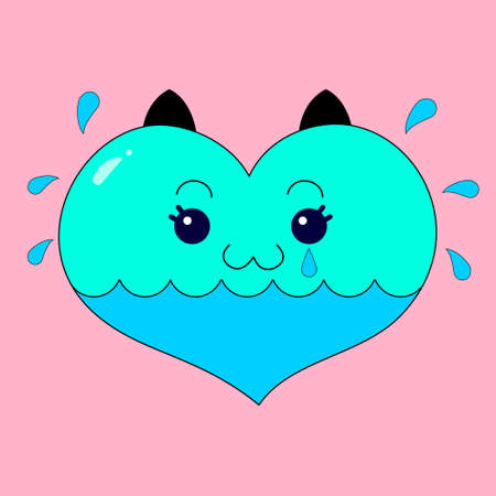 Vector illustration of a crying heart. Valentine's Day, love, sad, melancholy, emotion, boyfriend, negative. It is suitable for use for postcards, gifts, websites, social media, shops, print T-shirt.のイラスト素材