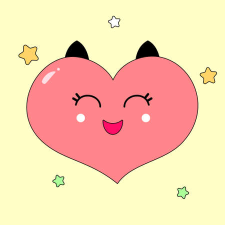 Vector illustration of a laughing heart. Valentine's Day, love, romantic, girlfriend. It is suitable for use for postcards, gifts, websites, social media, shops, print T-shirt.のイラスト素材