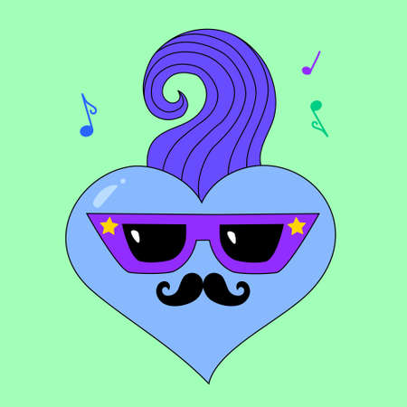 Vector illustration of a musical heart. Valentine's Day, love, romantic, boyfriend, stylish, retro. It is suitable for use for postcards, gifts, websites, social media, shops, print T-shirt.のイラスト素材