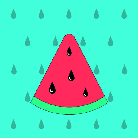 Vector illustration of a juicy watermelon. Sweet, juicy, red, summer fruity dessert. It is suitable for use for postcards, gifts, websites, social media, cafe menu, restaurant, bar, shops.のイラスト素材