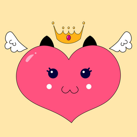 Vector illustration of a princess heart. Valentine's Day, love, romantic, girlfriend, narcissism. It is suitable for use for postcards, gifts, websites, social media, shops, print T-shirt.のイラスト素材