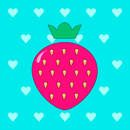 Vector illustration of a sweet strawberry. Sweet, juicy, red, summer berry dessert. It is suitable for use for postcards, gifts, websites, social media, cafe menu, restaurant, bar, shops.のイラスト素材