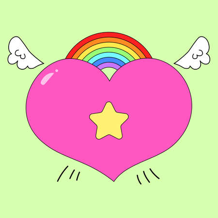 Vector illustration of a rainbow heart. Valentine's Day, love, romantic, rainbow. It is suitable for use for postcards, gifts, websites, social media, shops, print T-shirt.のイラスト素材