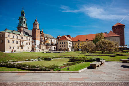 Krakow, Poland - 9 May 2021. The Royal Archcathedral Basilica of Saints Stanislaus and Wenceslaus on the Wawel Hill.のeditorial素材
