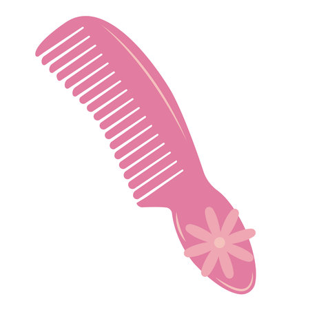 Pink trendy hairbrush in flat style, barbiecore aesthetic. Vector sketch illustration isolated on white background. Cute design elements.のイラスト素材