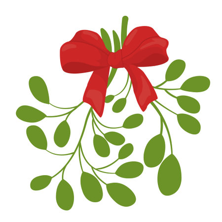 Mistletoe. Hand drawn vector illustration of mistletoe sprigs isolated on white background for Christmas cards and decorative design.のイラスト素材
