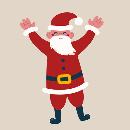Happy Santa Claus character. Traditional symbol to Christmas illustration. Christmas decoration for cards, banners, posters, web. Flat style vector illustration.のイラスト素材
