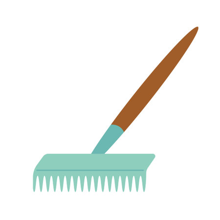 Rake isolated on white background. Colored illustration. Gardening concept. Tool for horticulture, agriculture, farming. Vector illustration. Cartoon design for poster, icon, card.のイラスト素材