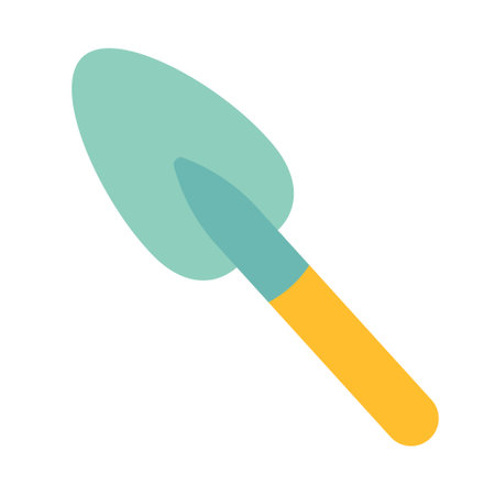 Garden shovel isolated on white background. Modern gardening tool or agricultural implement used in horticulture and plant cultivation. Flat cartoon colorful vector illustrationのイラスト素材