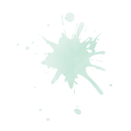 Green color vector hand drawn watercolor liquid stain. Abstract aqua smudges scribble drop element for design, illustration, wallpaper, card. Vector illustration isolated on white background.のイラスト素材