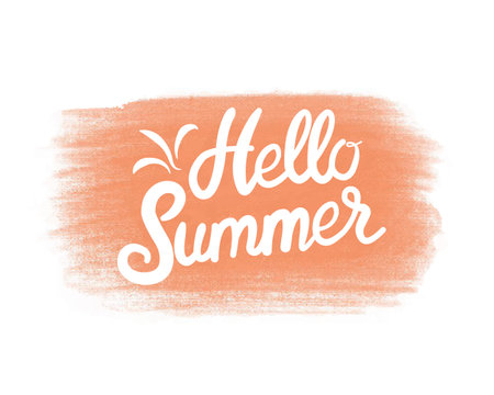 Hello Summer phrase on colored spot. Summer Time Templates. Isolated Typographic Design Label. Summer Holidays lettering for invitation, greeting card, prints and posters. Vector illustrationのイラスト素材