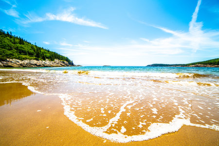 View of ocean at Sand Beach, Acadia National Park, Maine, USA
