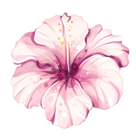 Embrace summer vibes with a blooming hibiscus, a symbol of relaxation and vibrant beach days filledのイラスト素材