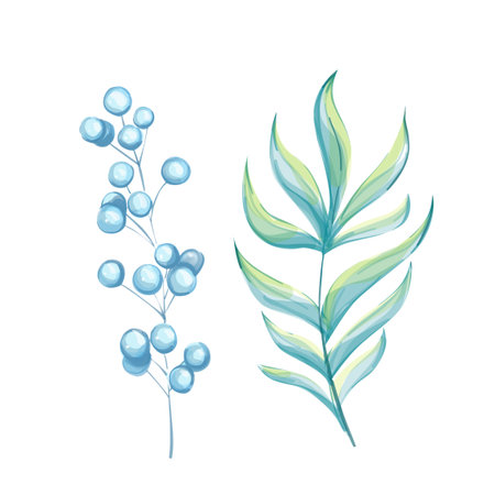 Watercolor tropical palm leaves. Isolatedのイラスト素材