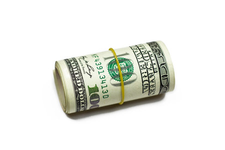 Money roll dollars usa isolated on white background.