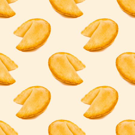 Chinese fortune cookies seamless pattern on light background.の写真素材