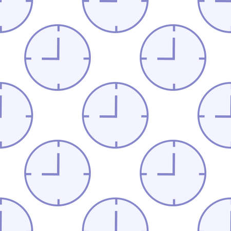 Light blue Very Peri clock repeat seamless pattern on white background.の写真素材