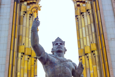 DUSHANBE, TAJIKISTAN - JULY 28, 2022: The bronze statue of Ismail Samani the Samanid amir of Transoxiana and Khorasan.のeditorial素材