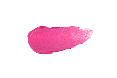 Bright pink lipstick or lip gloss with shimmer color swatch smooth smear. Cosmetics smudge sample for make up product design.の写真素材