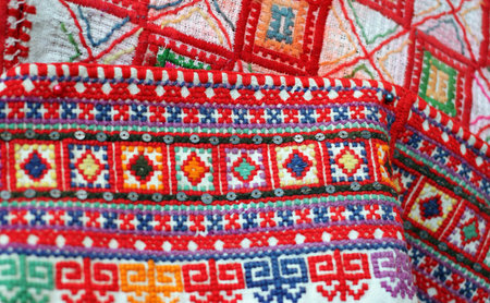 Multicolor hand embroidery patternの写真素材