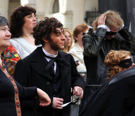 St. PETERSBURG, RUSSIA - JUL 5, 2014: Actor Iliya Del in image of the great Russian poet, Pushkin at...