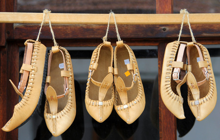 Opinki or tsarvouli - traditional bulgarian leather shoesの写真素材