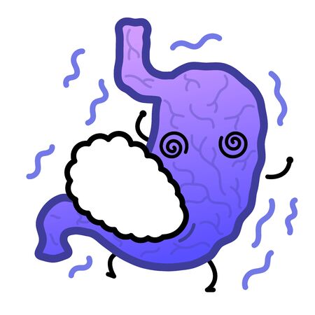 Cute cartoon character of stomach(Dysfunction)のイラスト素材