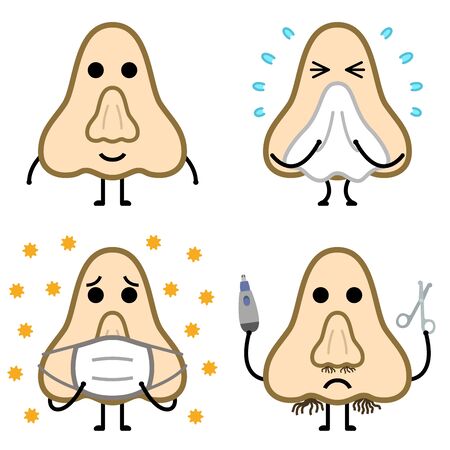 Cute cartoon character of nose(Set)のイラスト素材