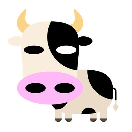 Icon-style Straight face animal Cowのイラスト素材