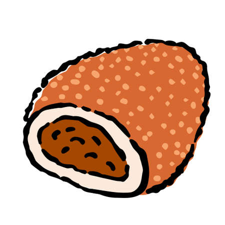 Illustration of Curry bread: Illustration like hand drawn illustration with ink and brushのイラスト素材