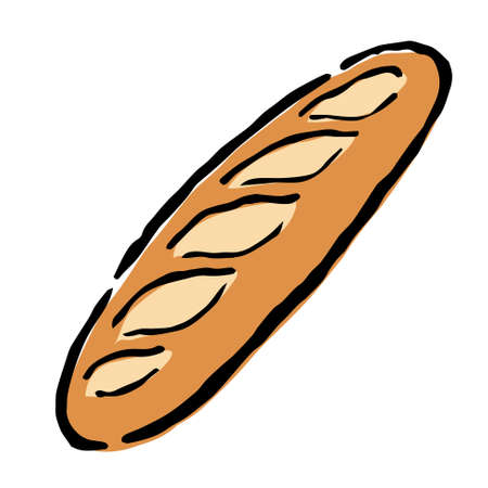 Illustration of Baguette: Illustration like hand drawn illustration with ink and brushのイラスト素材