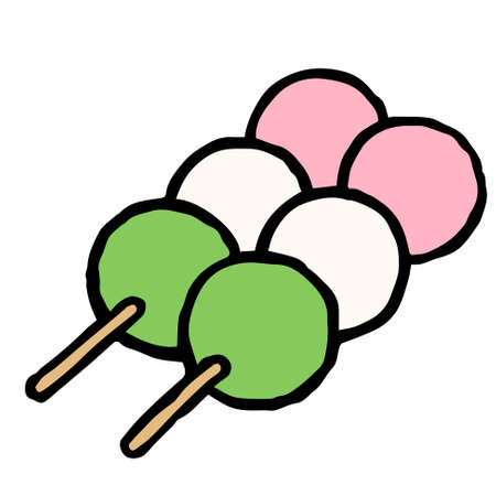 Illustration of Hanami dango: Illustration like woodblock printのイラスト素材