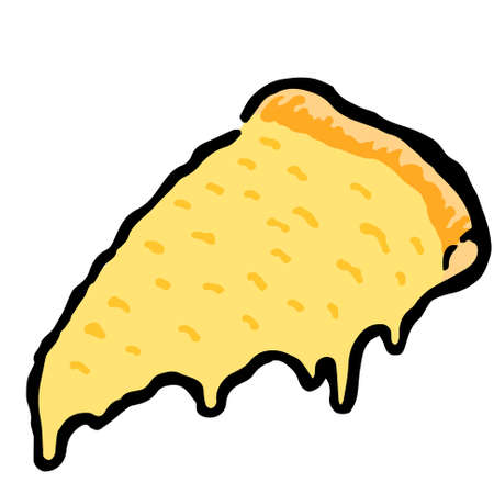 Illustration of Pizza slice(Cheese): Illustration like woodblock printのイラスト素材