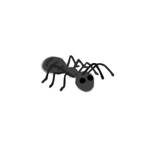 Cute Ant; Watercolor style icon, Hand drawn vector error like watercolorのイラスト素材