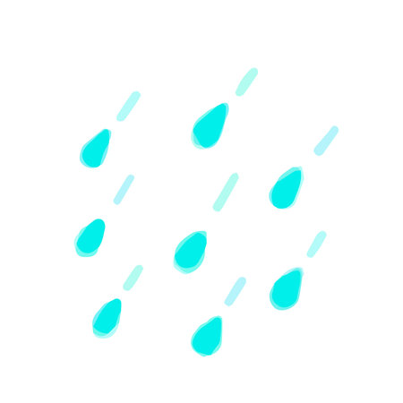 Cute Rain; Watercolor style icon, Hand drawn vector error like watercolorのイラスト素材