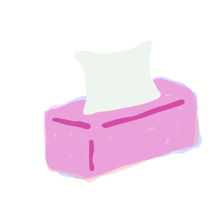 Cute Tissue box; Watercolor style icon, Hand drawn vector error like watercolorのイラスト素材