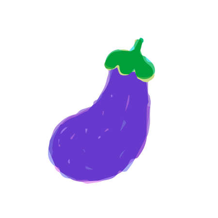 Cute Eggplant; Watercolor style icon, Hand drawn vector error like watercolorのイラスト素材