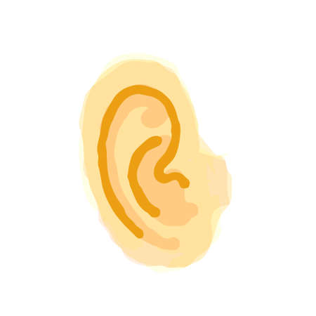 Cute Ear; Watercolor style icon, Hand drawn vector error like watercolorのイラスト素材