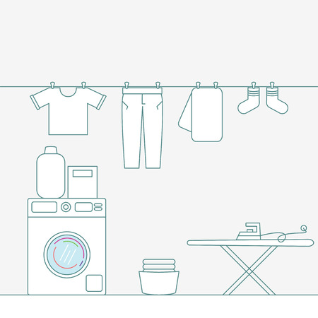 Illustration of laundry room with tools.のイラスト素材