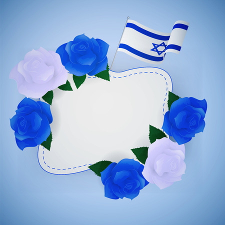 Jewish israel background with roses and Israeli flag.のイラスト素材