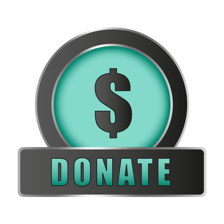 Donate button icon. Dollar money symbol. Financial contribution element. Green round icon. EPS 8.のイラスト素材