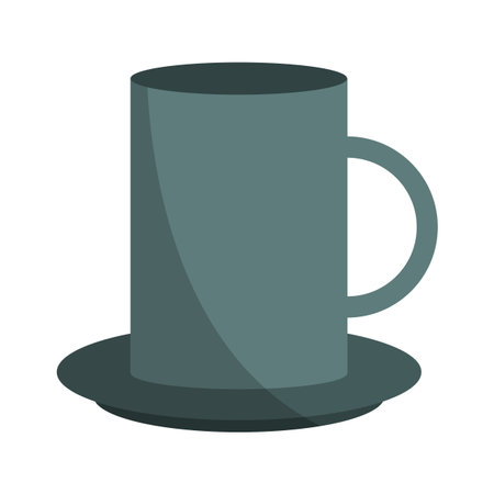 Ceramic mug object. Coffee drink vessel. Teal color Vector. Beverage tableware item. EPS 10.のイラスト素材