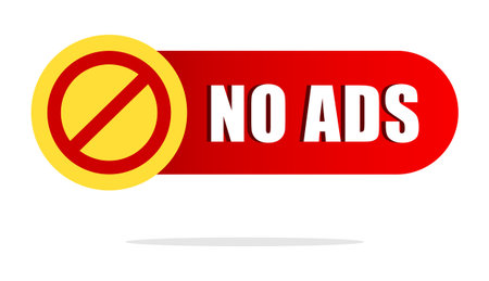 No ads button. Red prohibition symbol. Advertisement block Vector. Ad free graphic. EPS 10.のイラスト素材