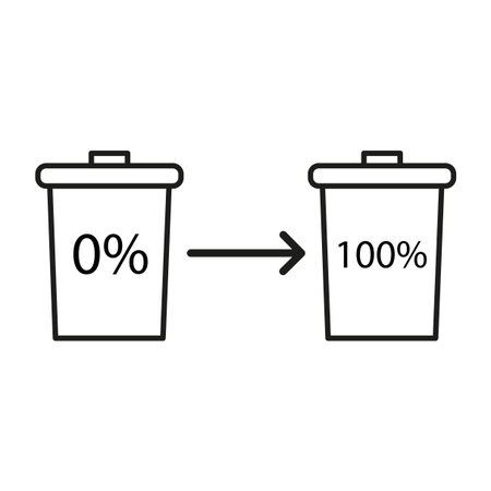 Trash can diagram. Percentage value illustration. From 0 to 100. Vector waste container symbol. EPS 10.のイラスト素材