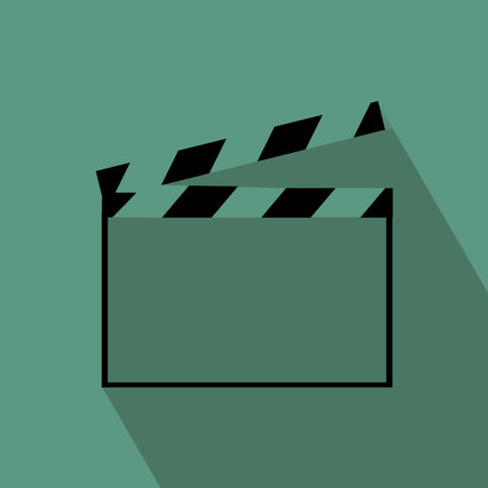Clapperboard cinema icon. Film production tool. Movie Vector element. Action directing slate. EPS 10.のイラスト素材