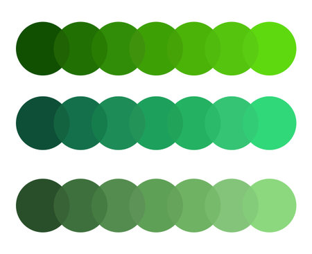 Green horizontal palette. Gradient color shades. Rectangular form Vector. Fresh tonal range. EPS 10.のイラスト素材