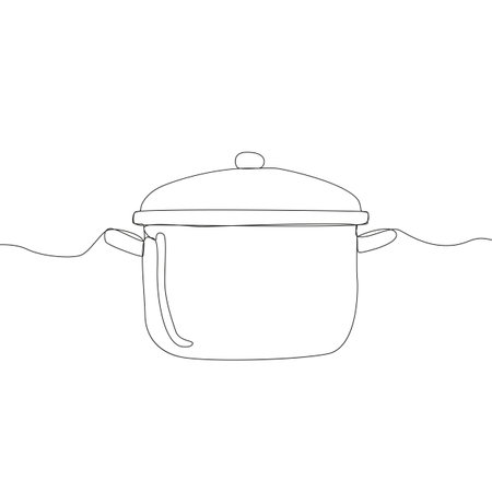 Hand drawn pot. Kitchen cookware symbol. Saucepan cooking vessel. Home kitchen utensil. EPS 10.のイラスト素材